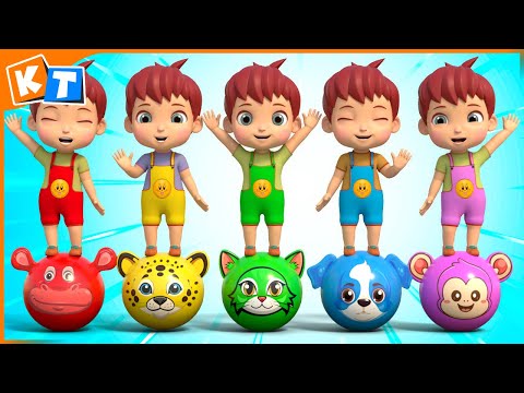 Five Color Ring Song for Kids | Colorful Animal Balls for kids!