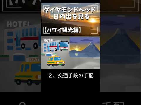 格安でハワイのダイヤモンドヘッドの日の出を見る方法を解説！ダイヤモンドヘッドの登山予約方法、早朝のタクシー予約、費用、帰りの食事など詳しく説明しています。#shorts