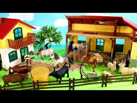 Stable Barn and Farm House Playsets - Cows Horses Chickens