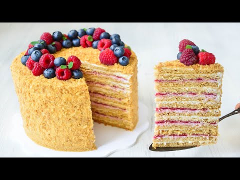 MEDOVIK ☆ Honey CAKE with raspberries