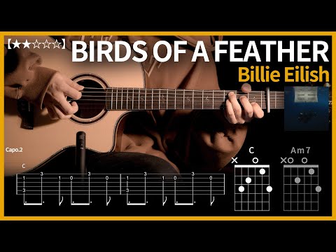 660.Billie Eilish - BIRDS OF A FEATHER 기타커버【★★☆☆☆】 | Guitar tutorial |ギター 弾いてみた 【TAB譜】