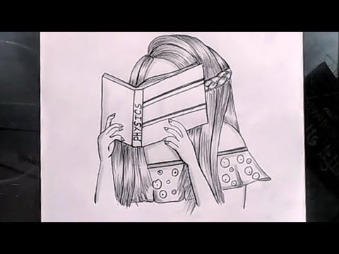 How to draw girl with book | beautiful girl sketch | drawing learning