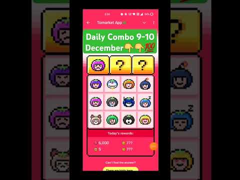 Tomarket Daily Combo today 9 December | Tomarket Daily Combo today | Tomarket Combo #tomarket