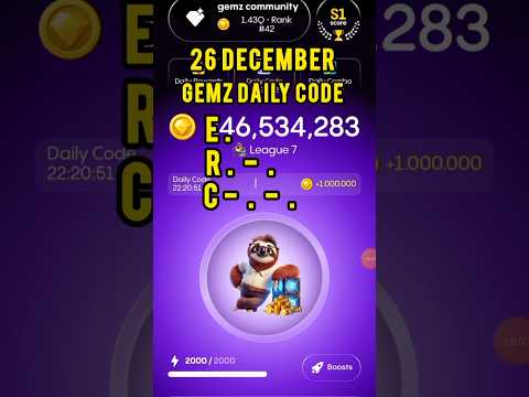 Today's Gemz daily code | gemz daily code 26-27 December  | 26-27 December gemz Combo cards