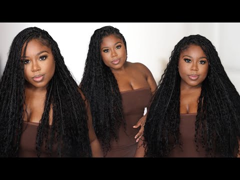 AFFORDABLE CROCHET BOHO BRAIDS W/ HUMAN HAIR CURLS | 45 minute Install |