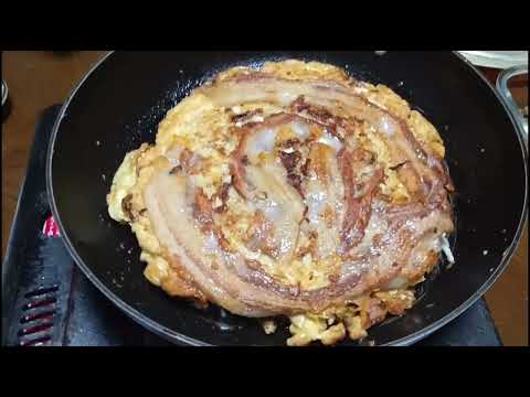 実演　大阪お好み焼き　醤油味豚玉