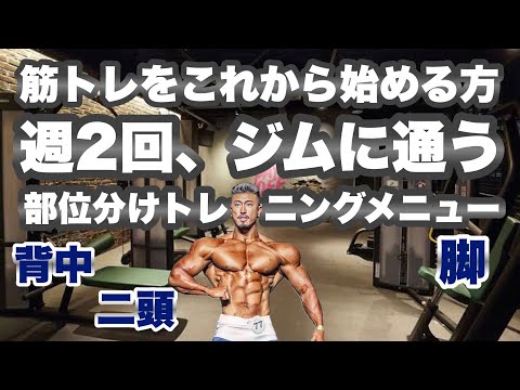 筋トレ初心者様で週2回通う方へ向けた部位分けメニュー【脚・背中・二頭】