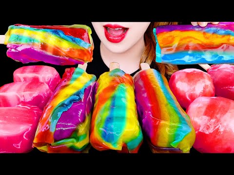 ASMR FROZEN FRUIT ROLL UPS ICE CREAM EATING SOUNDS MUKBANG 직접만든 얼린 롤업젤리 아이스크림 만들기 먹방 咀嚼音