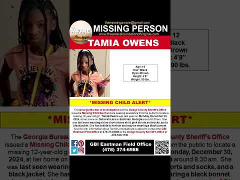 12 YEAR OLD TAMIA OWENS IS MISSING FROM EASTMAN GEORGIA!!!  HELP BRING HER HOME SAFE!!!