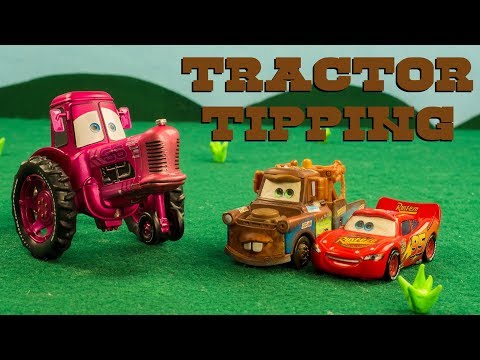 Mater & Lightning McQueen GO Tractor Tipping Disney Pixar Cars "Tractors is CLUELESS"