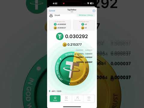 Taptether earn daily 5$ 💵 dollars #taptether #tapping #tap