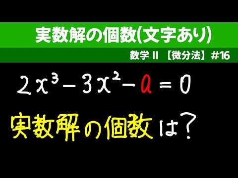 実数解の個数(文字あり)【数II 微分法】#１６