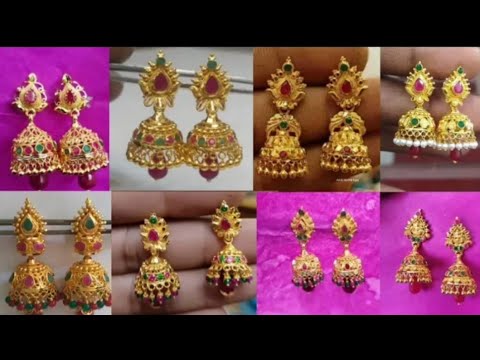 latest gold jumkas earrings designs with weight and price collection 2022/earrings collections