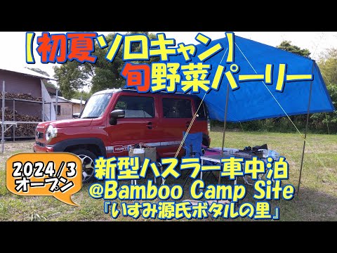 【初夏ソロキャン】旬野菜パーリー 新型ハスラー車中泊@Bamboo Camp Site『いすみ源氏ボタルの里』