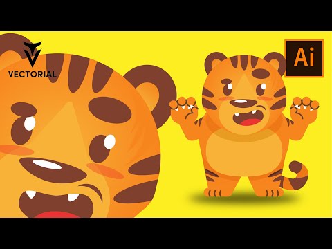 How to Draw Tiger character in Adobe Illustrator - step by step