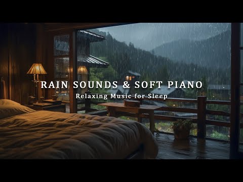 Feel The Rain Falling Outside the Balcony inside the Bedroom | Soothing Piano Music & Rain Sounds