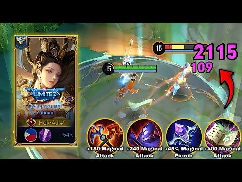 YUHUAN JUNGLE FULL MAGICAL DAMAGE  BUILD IN RANK GAME INSANE DAMAGE - HONOR OF KINGS