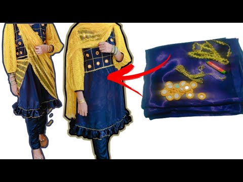 Regular Wear Kurti cutting and Stitching / Mirror work dress - Fancy dress designing Hindi | Urdu