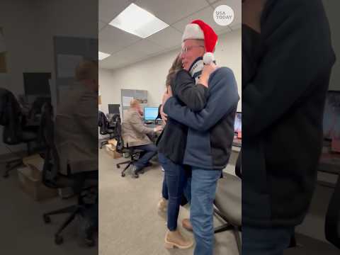 A Christmas miracle: Dad battles injury to surprise daughter at work | Humankind #shorts #christmas