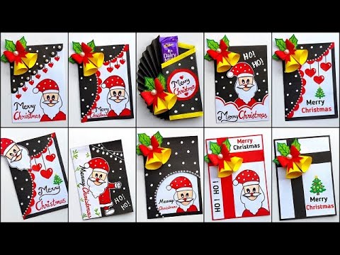 DIY Top 10 Christmas greeting card making 2023 / Christmas greeting card ideas / Santa claus card