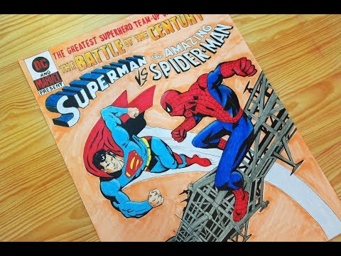 Speed Drawing Superman vs Spider-man (Comic Book)