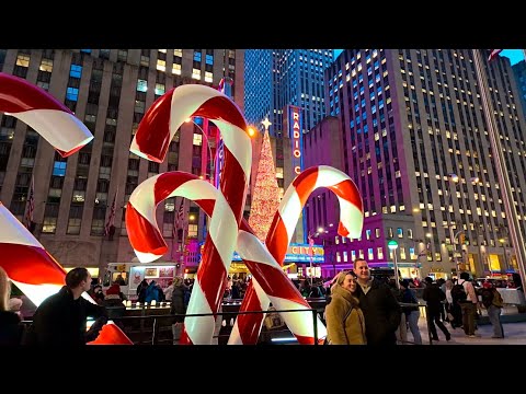 NYC Christmas 2024🎄Rockefeller Christmas Tree , 6th Avenue, Cartier Holiday Light Show