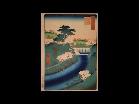 歌川広重 (1797~1858) 歳61筆《名所江戸百景・王子音無川堰壊世俗大瀧ト唱》大判 錦絵(竪絵) 一枚 改印［巳二］落款:広重画 版元:魚栄江戸時代 安政4年(1857)２月 東京国立博物館