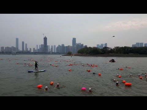 三百余名冬泳爱好者畅游湘江，年龄最大者83岁