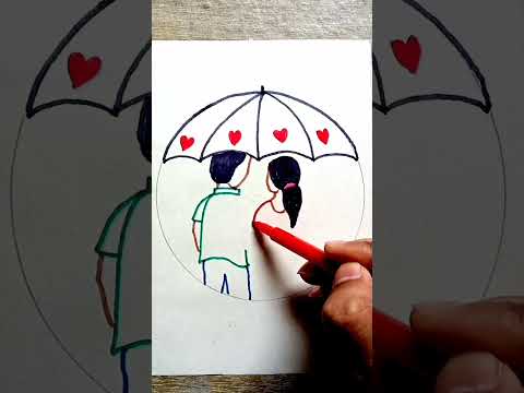 draw romantic couple under umbrella step by step drawing #viralvideo #fypシ #fyp #easyartwithbiplab