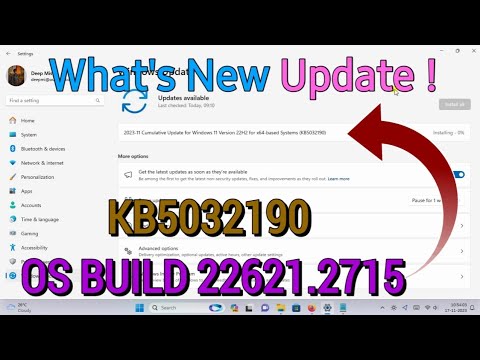 Windows 11 22H2 New features in November | KB5032190 | OS Build 22621.2715