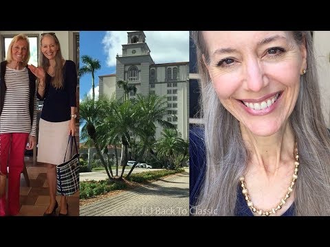 Vlog: Tory Burch Duet Woven Shopper Tote, Navy Top, Pencil Skirt OOTD; Lunch Ritz-Carlton Naples