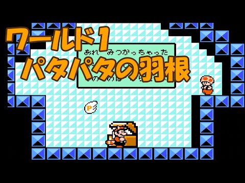 【スーパーマリオ３】ワールド１　隠れキノピオの家からパタパタの羽根を入手する