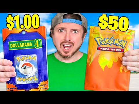 $1 vs $50 Mystery Box of Pokemon Cards, BIGGER IS BETTER!