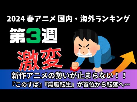 【2024春アニメランキング】新作アニメがランキングを荒らしまくり！？首位に君臨していた『このすば』『無職転生』の順位は果たして何位に？大激変の第3週目！！