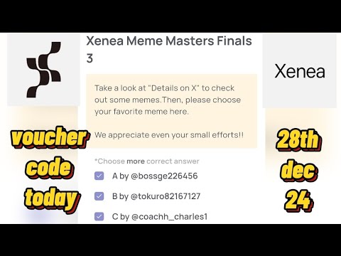 update xenea wallet voucher code today 28th ,xenea daily quiz code today #xenea #xeneawallet #wallet