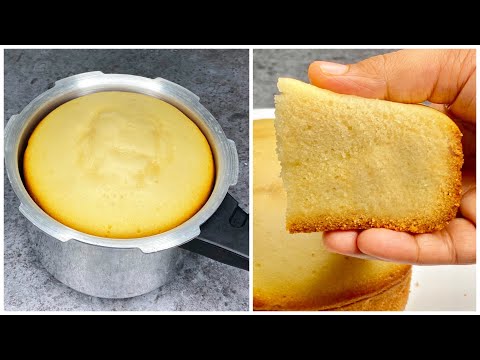 Eggless Sponge Cake in Pressure Cooker | Basic Sponge Cake Recipe | Vanilla Sponge Cake Without Oven