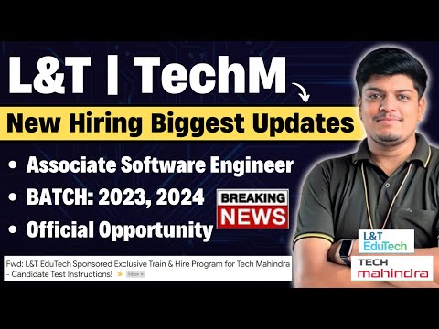 🔥L&TEdutech, TechM Biggest Hiring | 2024, 2023 BATCH | Official Opportunity | Exam Mail Update