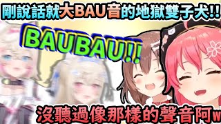 (爆音注意!!!)才剛說話就大BAU音的地獄雙子犬w...沒聽過的爆音讓MiKorone笑翻!!【さくらみこ/戌神ころねィ/ホロライブ】【hololive】【vtuber中文字幕】