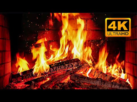 FIREPLACE 4K 🔥 Fireplace video with Burning Logs & Fire Sounds. Christmas Fireplace