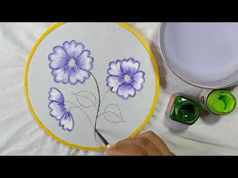 fabric painting on cloth for beginners / খুব সহজে ধাপে ধাপে কাপড়ের উপর ফুল আঁক