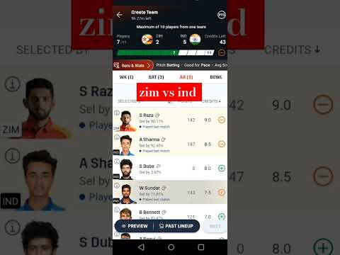 zim vs ind dream11 team kaise banaye || zim vs ind dream11 team kaise banaye