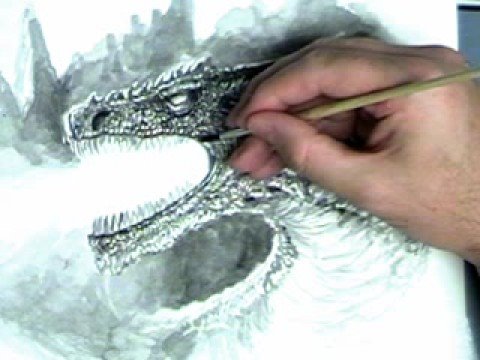 Sketching with paint- dragon, of course!