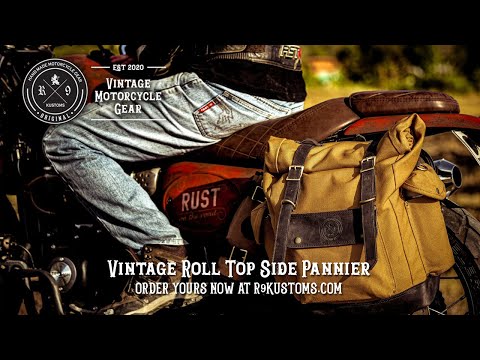 Retro Waterproof Rolltop Side Pannier Saddlebag | R9Kustoms