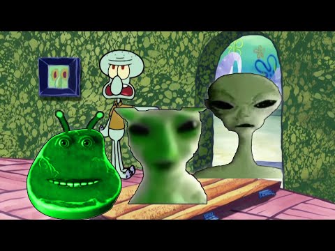 Squidward kicks out Alien Speaking Meme