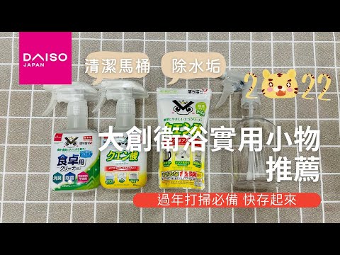 大創Daiso 檸檬酸與餐桌電解水 衛浴水垢.尿垢推薦清潔劑 清理廁所與馬桶｜檸檬酸噴霧和檸檬酸粉差別｜過年必備清潔劑