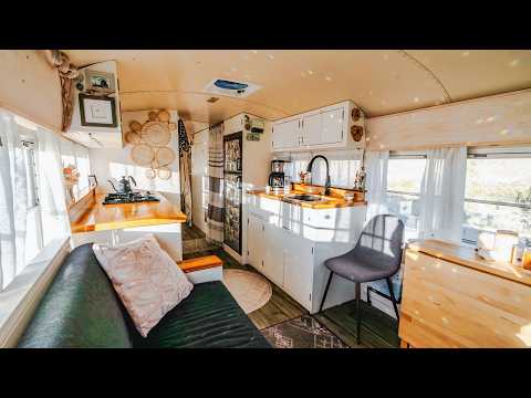 Unique & Functional School Bus Tiny Home Design Tour