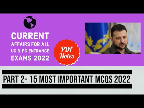 Current Affairs 2022- Part2- For All UG & PG Exams-  CUET, IPU, DU-LLB, IIM, BJMC, IPMAT