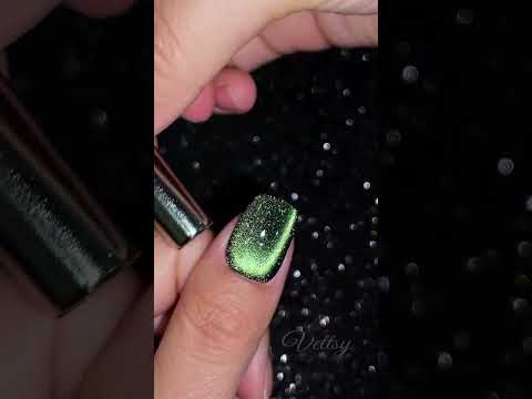 Trending Galaxy Reverse French Cat Eye Gel Nails