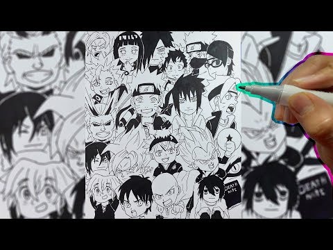 Making An Anime Doodle Collage ! Can You Spot Them All ?