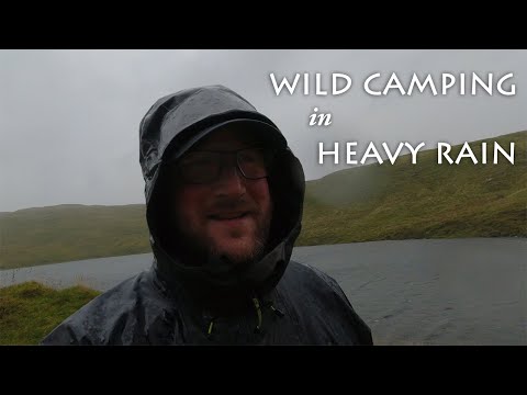 Mountain camp in a storm, HEAVY RAIN and STRONG WIND.